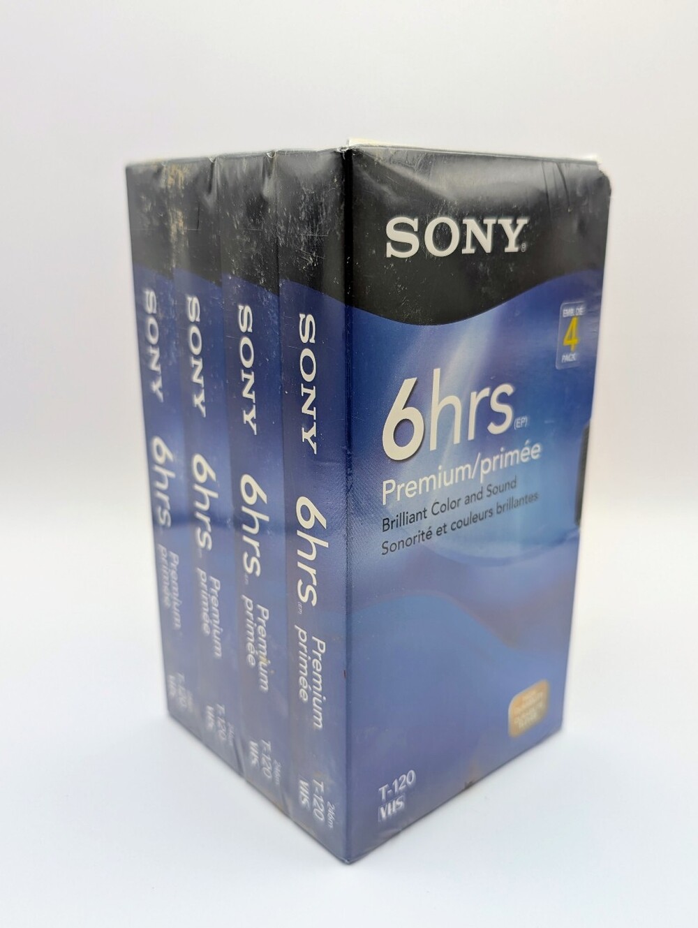 Factory Sealed 4 Pack Sony Premium Grade 6 Hours T-120 Video Tapes VHS blanks